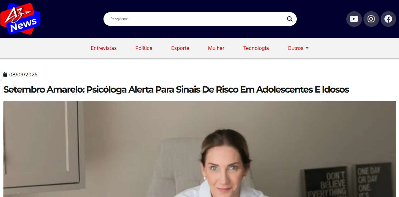 Setembro Amarelo: Psicóloga alerta para sinais de risco em adolescentes e idosos