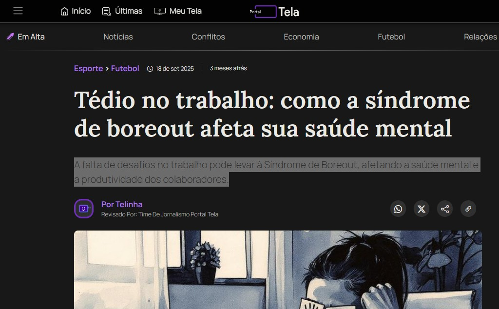 Tédio no trabalho: como a síndrome de boreout afeta sua saúde mental